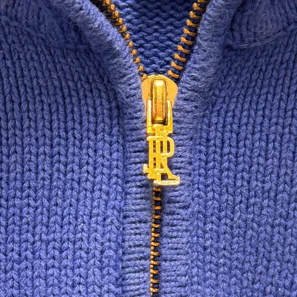 Lauren Ralph Lauren Blue Polo Quarter 1/4 Zip Up Sweater - Picture 3 of 6
